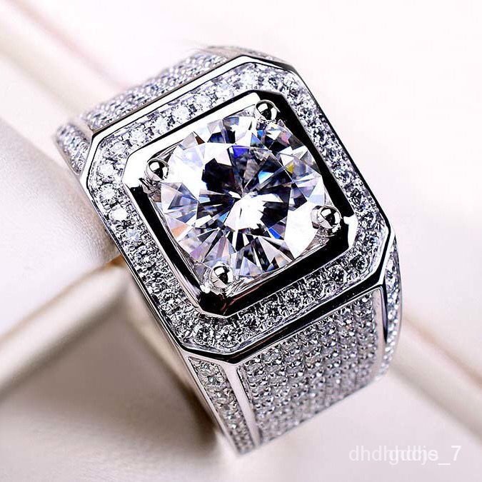 QMJL?XD.Store Rings Domineering Luxury Men's RingPT950Platinum Moissanite Wedding Ring18KGold Diamond Ring Middle Finger