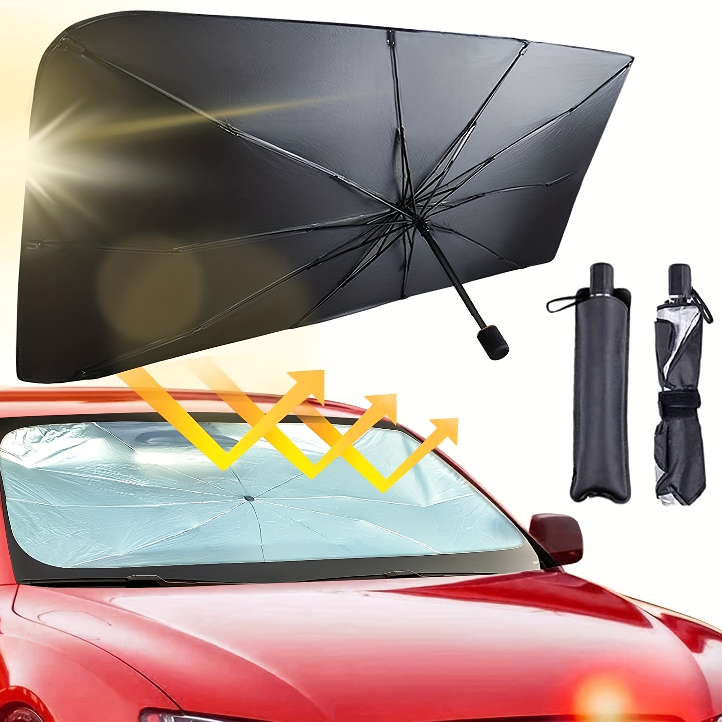 Car Sunshield Car Front Windshield Sunshade Retractable Foldable Sunshield Sunscreen Heat Insulation
